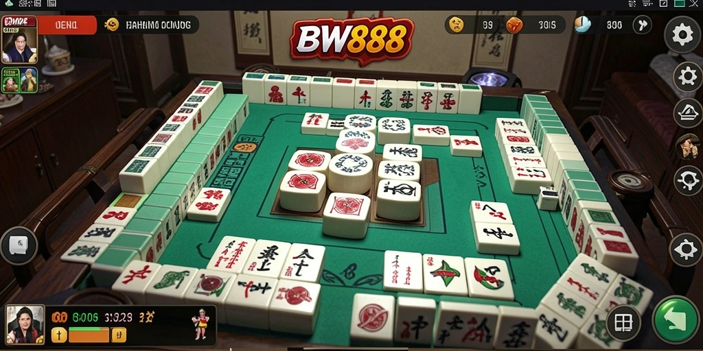 Tampilan utama gameplay BW888 yang menunjukkan aksi Mahjong yang seru.