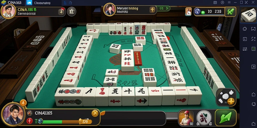 Tampilan menawan dari gameplay Mahjong di CINA365.