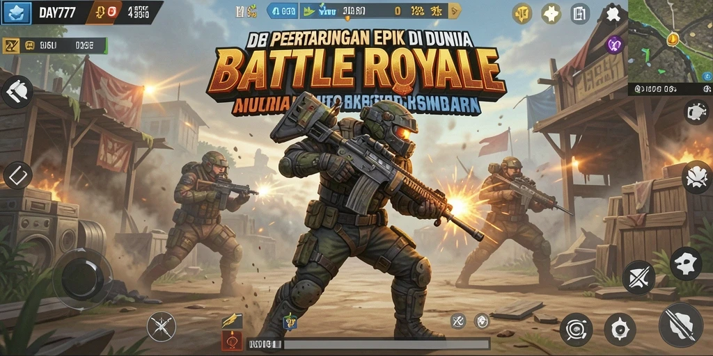 Gameplay seru dan mendebarkan dalam DAY777 Battle Royale.