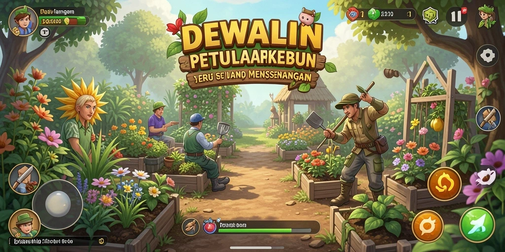 Gameplay seru di DEWALIN dengan aktivitas berkebun yang menarik.