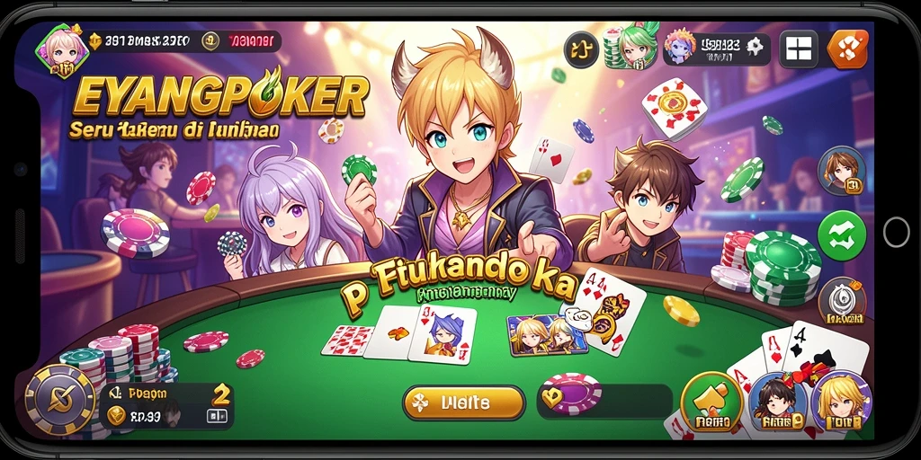 Tampilan gameplay seru dari EYANGPOKER dengan karakter Anime.