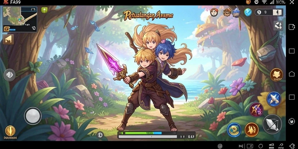 Tampilan gameplay FA99 yang menampilkan karakter Anime yang dinamis.