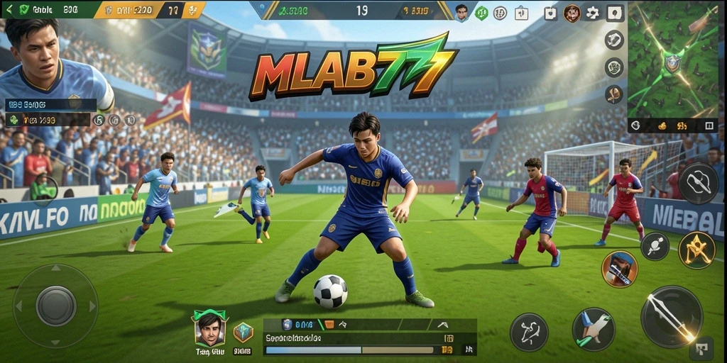Screenshot menampilkan pertandingan sepak bola seru dalam MLBB777.