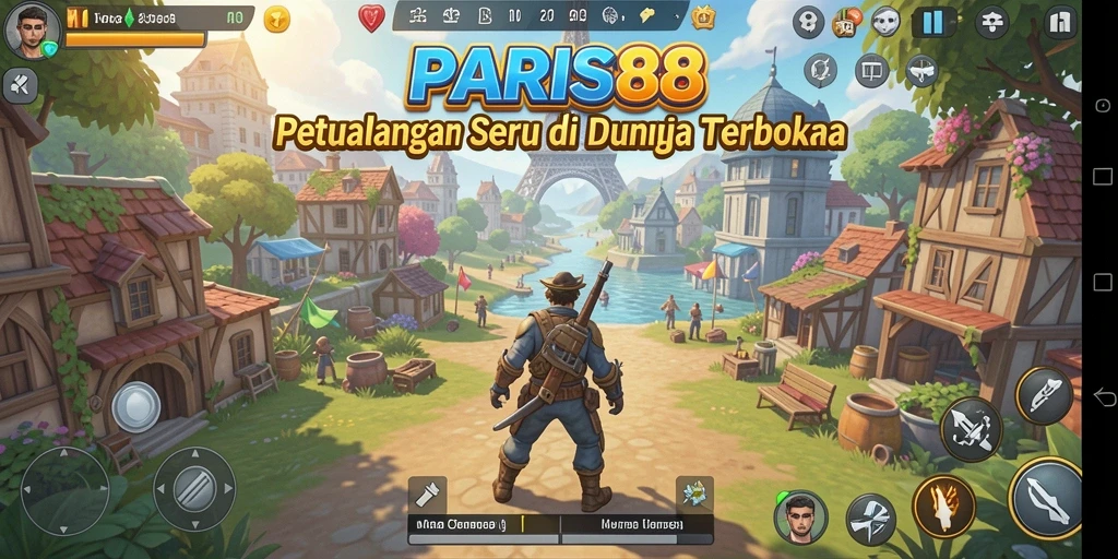 Screenshot gameplay PARIS88 menampilkan petualangan seru di dunia terbuka.