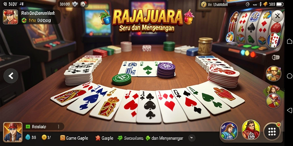 Tampilan menarik gameplay Gaple RAJAJUARA dengan teman-teman.