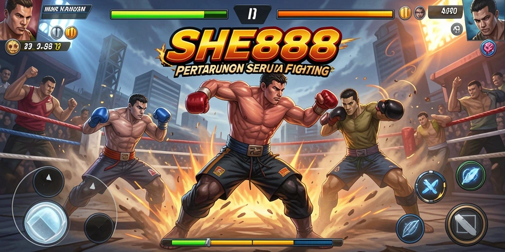 Tampilan gameplay seru dari SHE888 yang menampilkan pertarungan epik.