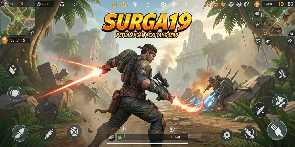 Tampilan utama gameplay SURGA19 menampilkan aksi mendebarkan dan grafik yang memukau.