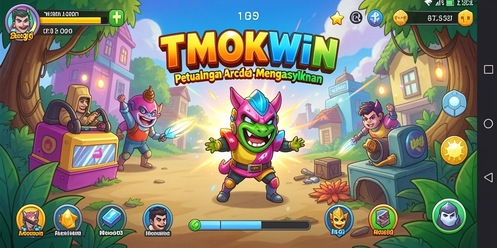 Tampilan screenshot utama TMOKWIN menampilkan aksi seru dalam gameplay Arcade.