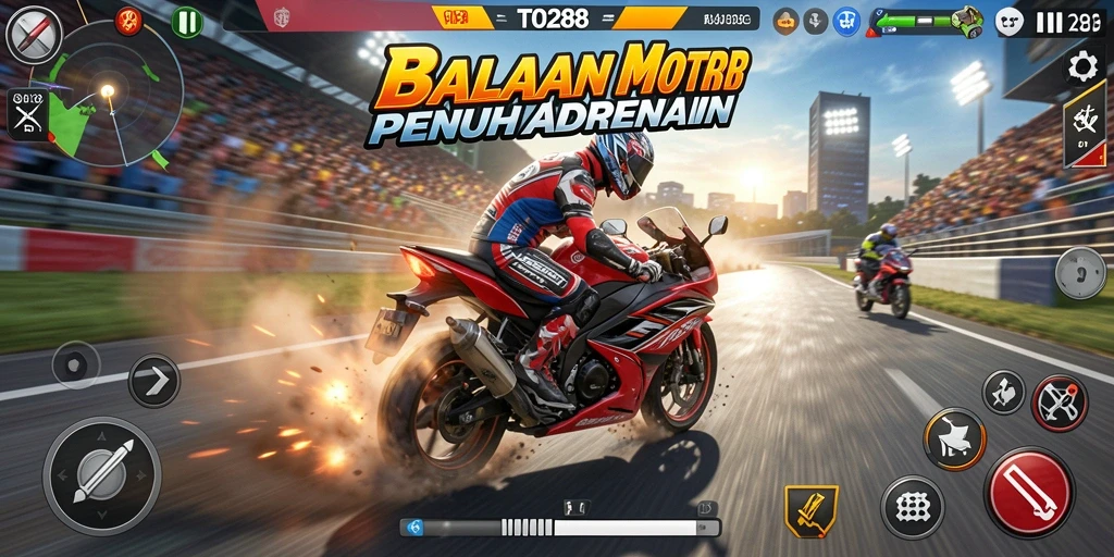 Gameplay menarik TO288 dengan balapan motor yang seru.